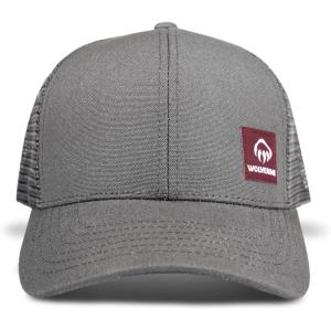 Wolverine Unisex-Adult Trucker Hat Snap Back Baseball Cap for Men and Women, One Size Fits Most(Red Logo – Grey)