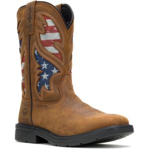 Wolverine mens Rancher Flag Steel Toe Wellington(Brown/Rwb)
