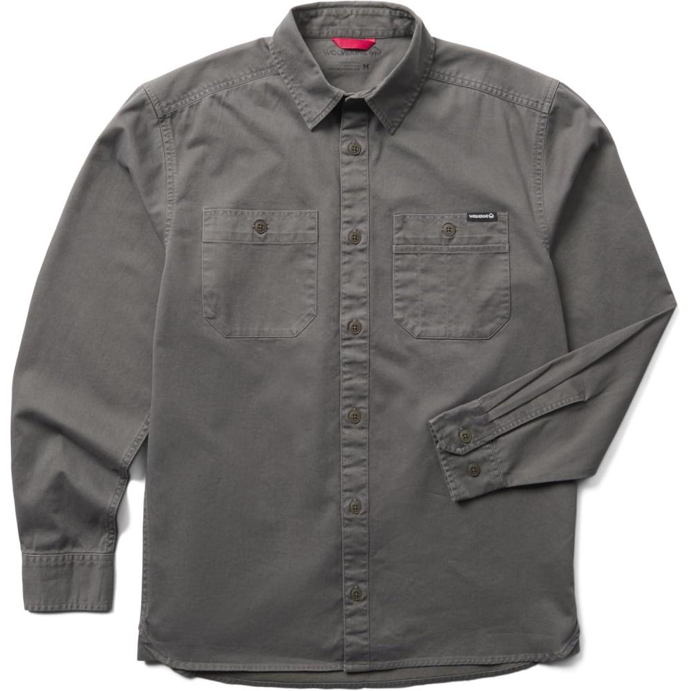 imageWolverine Mens Leland Twill Work Long Sleeve ShirtGreystone
