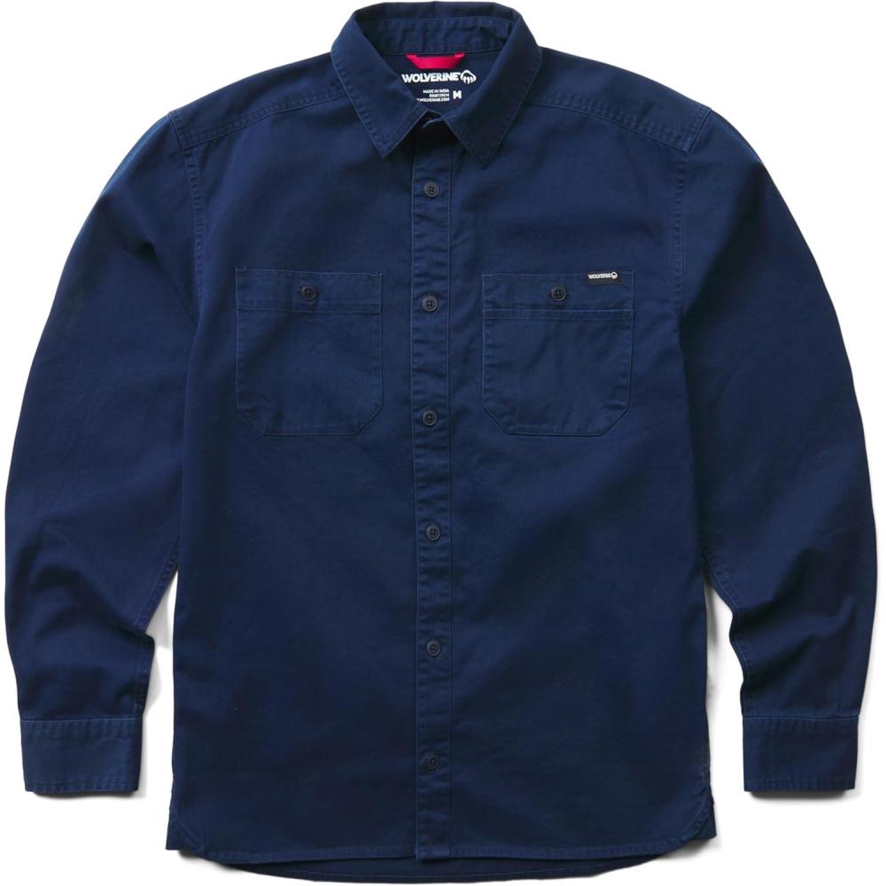 imageWolverine Mens Leland Twill Work Long Sleeve ShirtNavy