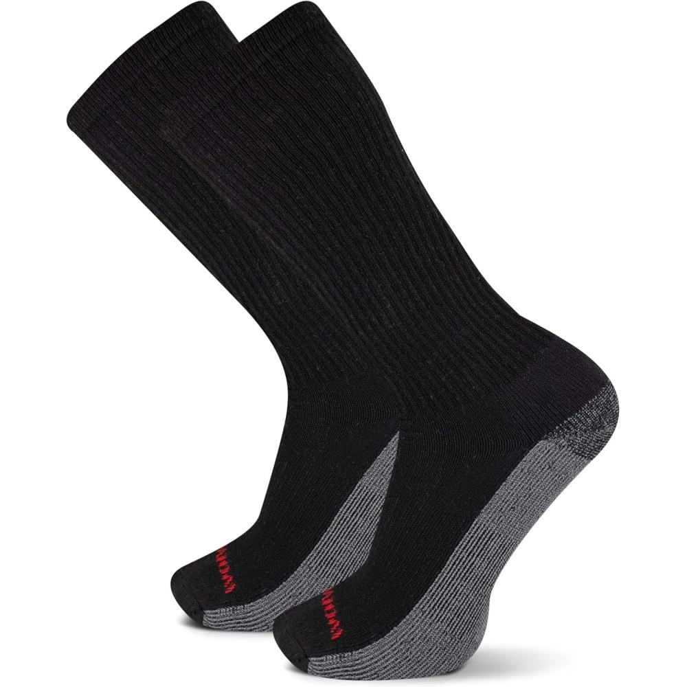 imageWolverine Mens Steel Toe Cotton Work Over the Calf Socks  2 Pairs  Durable CushioningBlack
