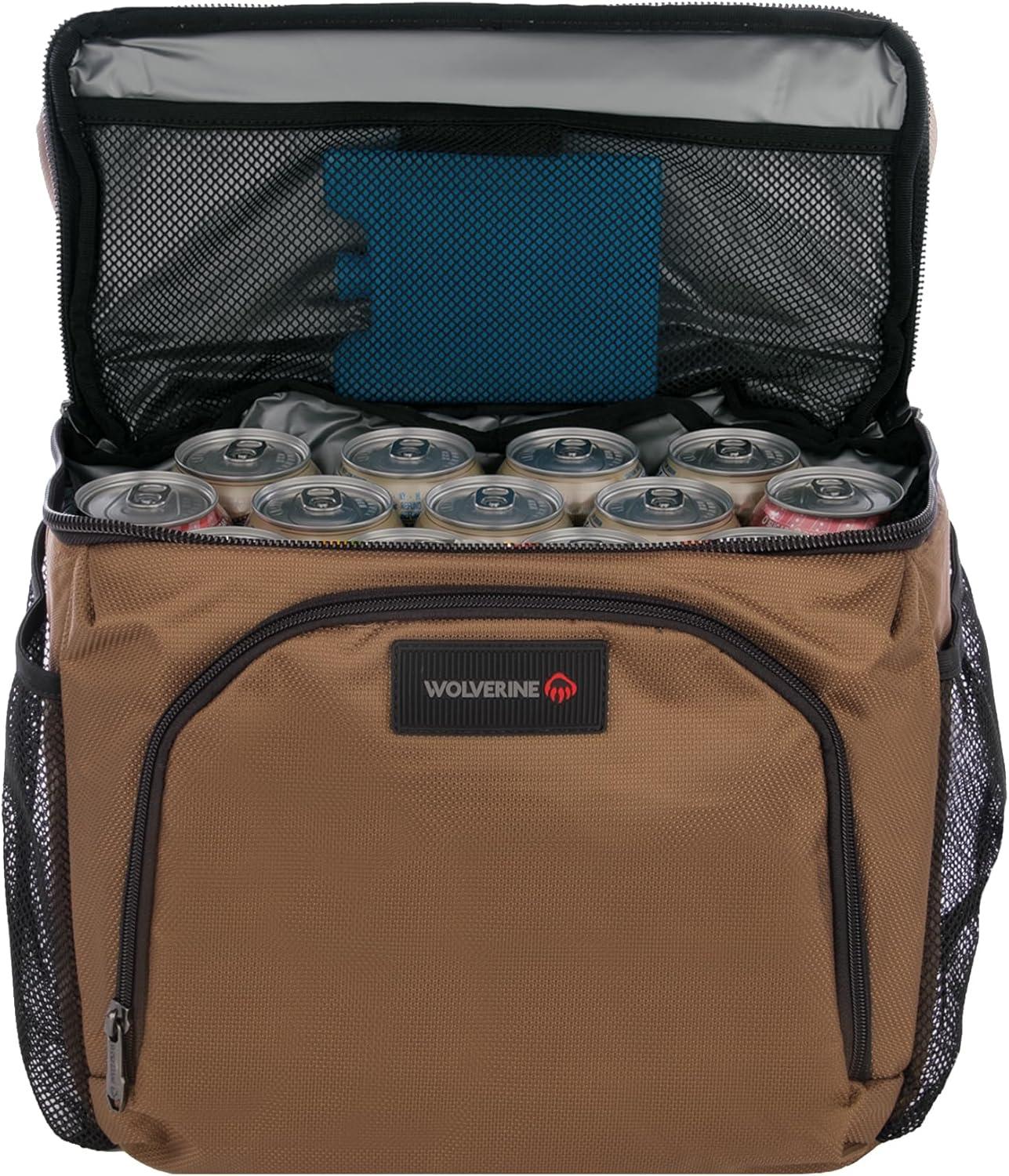 imageWolverine 36 Can Cooler Backpack with Durable Nailhead Nylon Dual Compartment Cooler ampamp Dry Storage Padded Mesh Back Panel ampamp Exterior Water Bottle PocketsChestnut