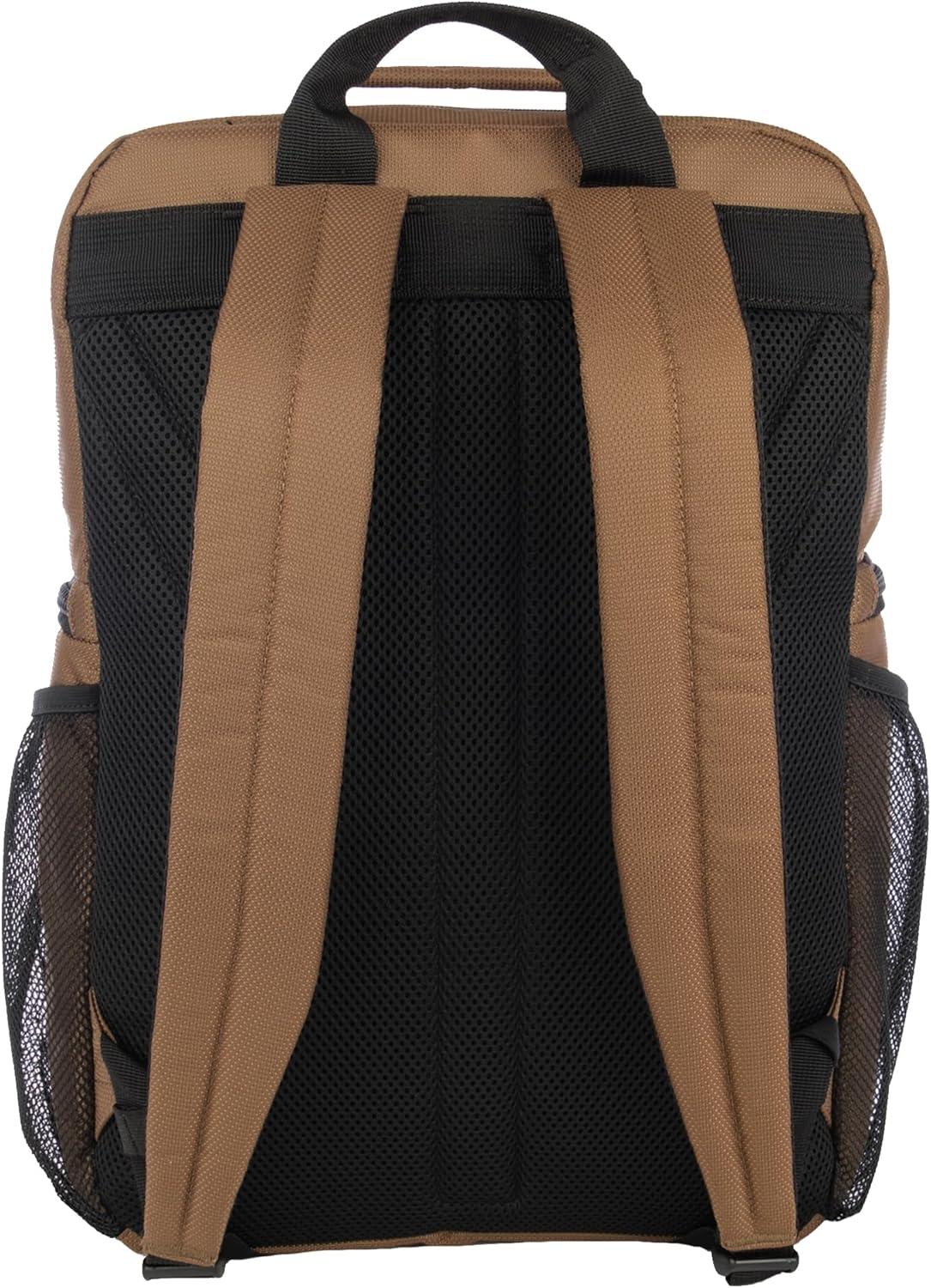 imageWolverine 36 Can Cooler Backpack with Durable Nailhead Nylon Dual Compartment Cooler ampamp Dry Storage Padded Mesh Back Panel ampamp Exterior Water Bottle PocketsChestnut