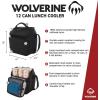 Wolverine Lunch Cooler | Insulated | 12 Can Capacity | Worksite | Heavy Duty | Travel | Leakproof | Durable(Black)