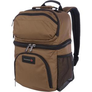 Wolverine 36 Can Cooler Backpack with Durable Nailhead Nylon, Dual Compartment Cooler & Dry Storage, Padded Mesh Back Panel, & Exterior Water Bottle Pockets(Chestnut)