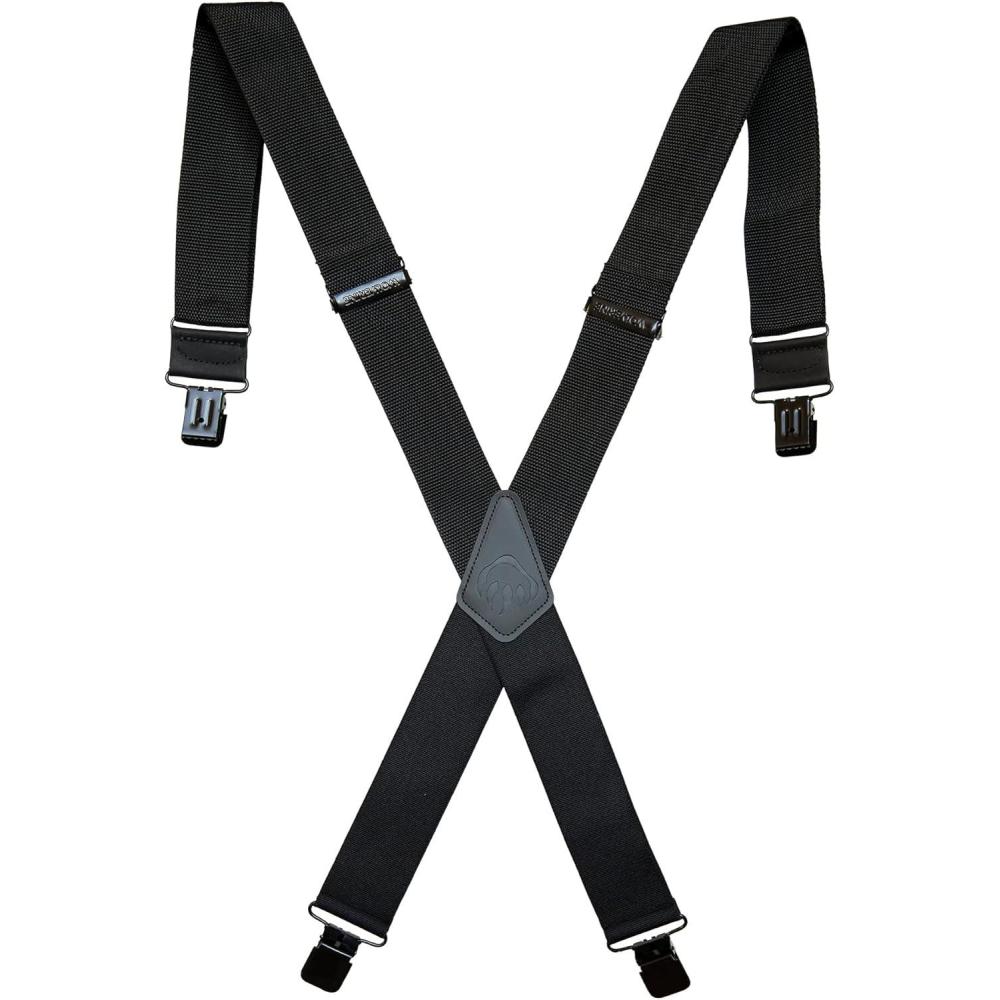 imageWOLVERINE Suspenders Heavy Duty Utility Workwear Outdoor Stretch Adjustable Durable RuggedIndustrial Nylon  Black