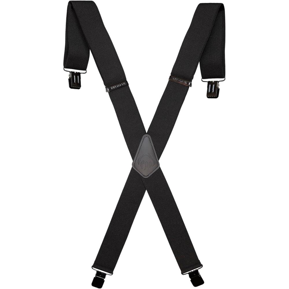 imageWOLVERINE Suspenders Heavy Duty Utility Workwear Outdoor Stretch Adjustable Durable RuggedWork Solid  Black