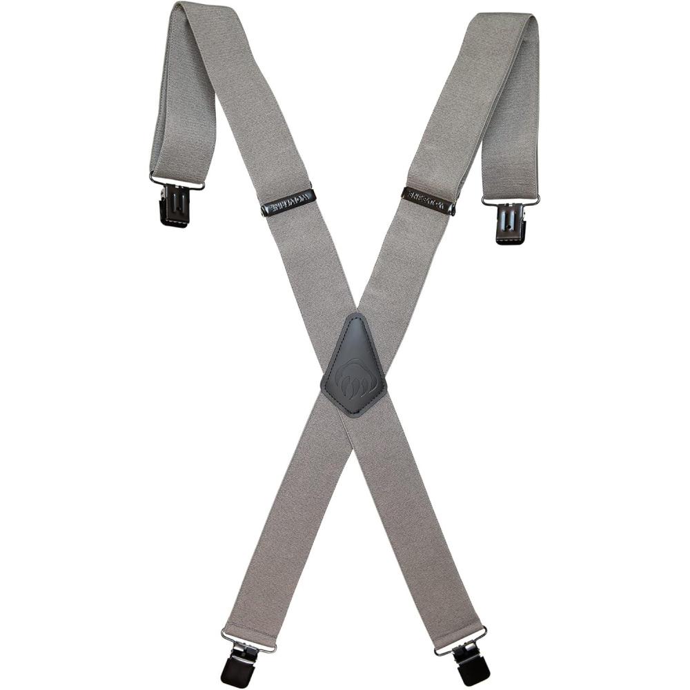 imageWOLVERINE Suspenders Heavy Duty Utility Workwear Outdoor Stretch Adjustable Durable RuggedWork Solid  Grey