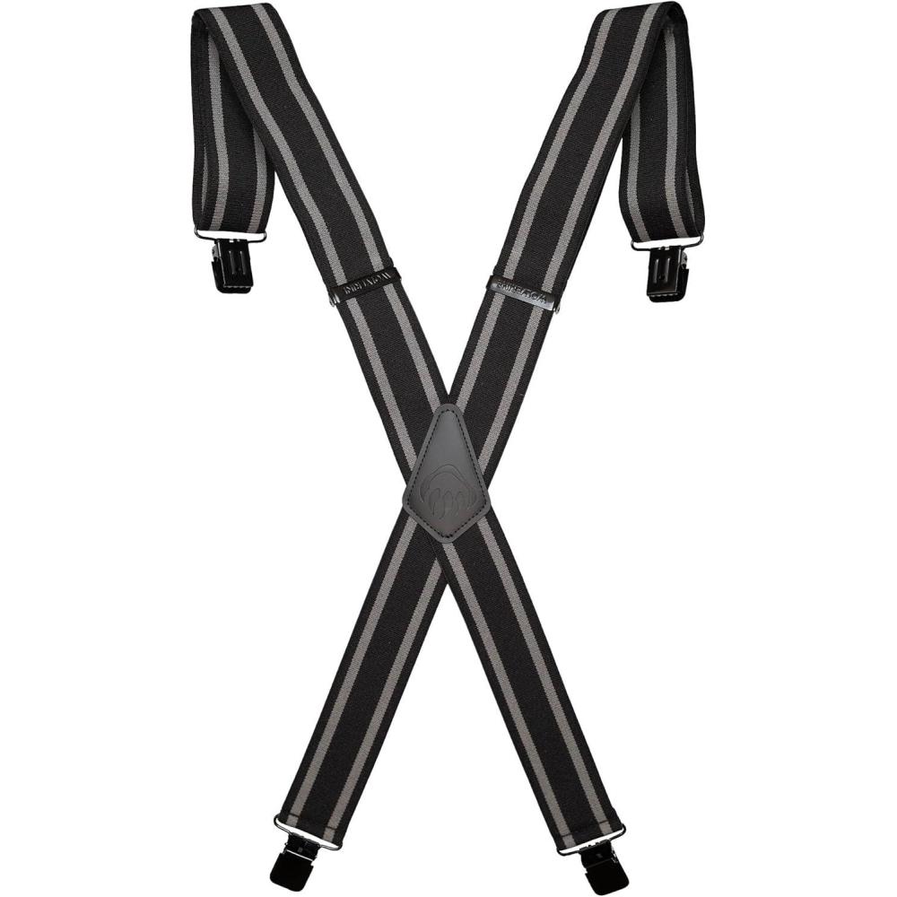 imageWOLVERINE Suspenders Heavy Duty Utility Workwear Outdoor Stretch Adjustable Durable RuggedWork Stripe  BlackGrey