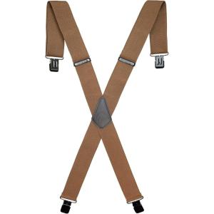 WOLVERINE Suspenders Heavy Duty Utility Workwear Outdoor Stretch Adjustable Durable Rugged(Work Solid – Chestnut)