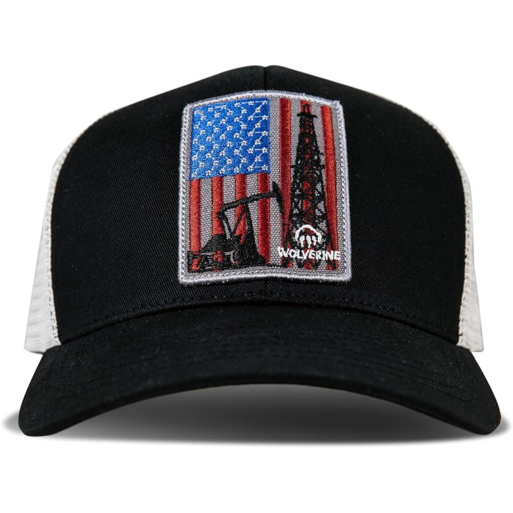 imageWolverine America Hat  Adjustable  Flag  Patriot  Ballcap  Durable  American  USAAmerican Flag Rig Patch  Black