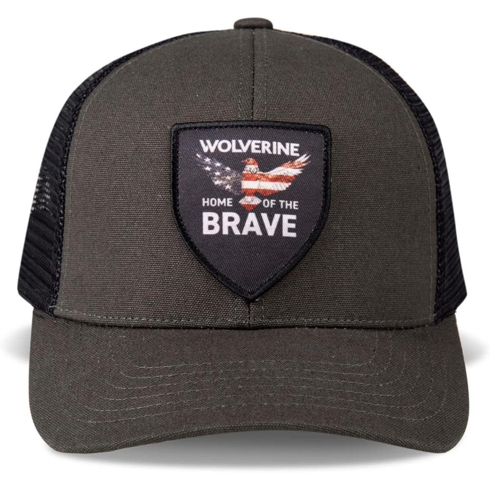 imageWolverine America Hat  Adjustable  Flag  Patriot  Ballcap  Durable  American  USAHome of the Brave  Black Olive