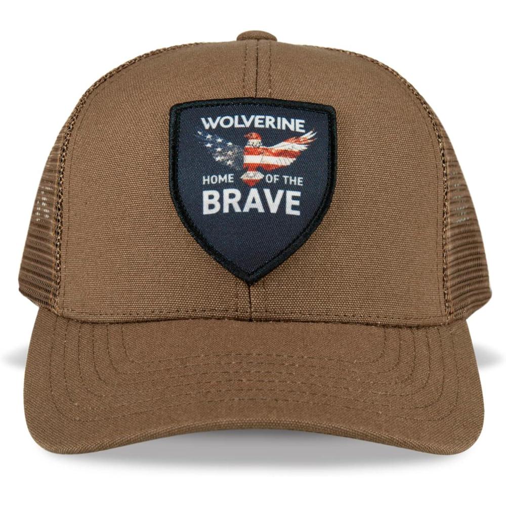 imageWolverine America Hat  Adjustable  Flag  Patriot  Ballcap  Durable  American  USAHome of the Brave  Chestnut