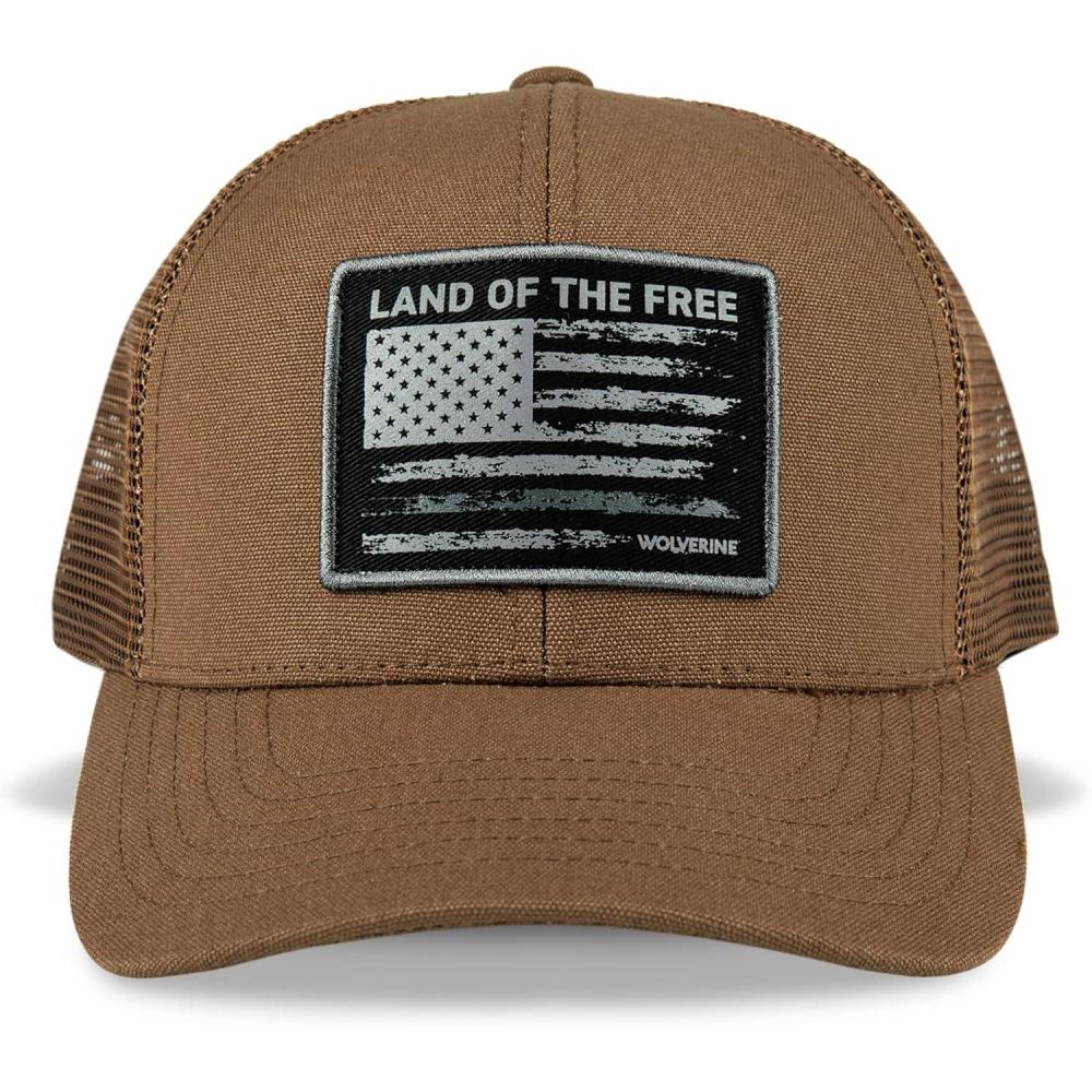 imageWolverine America Hat  Adjustable  Flag  Patriot  Ballcap  Durable  American  USALand of the Free  Chestnut