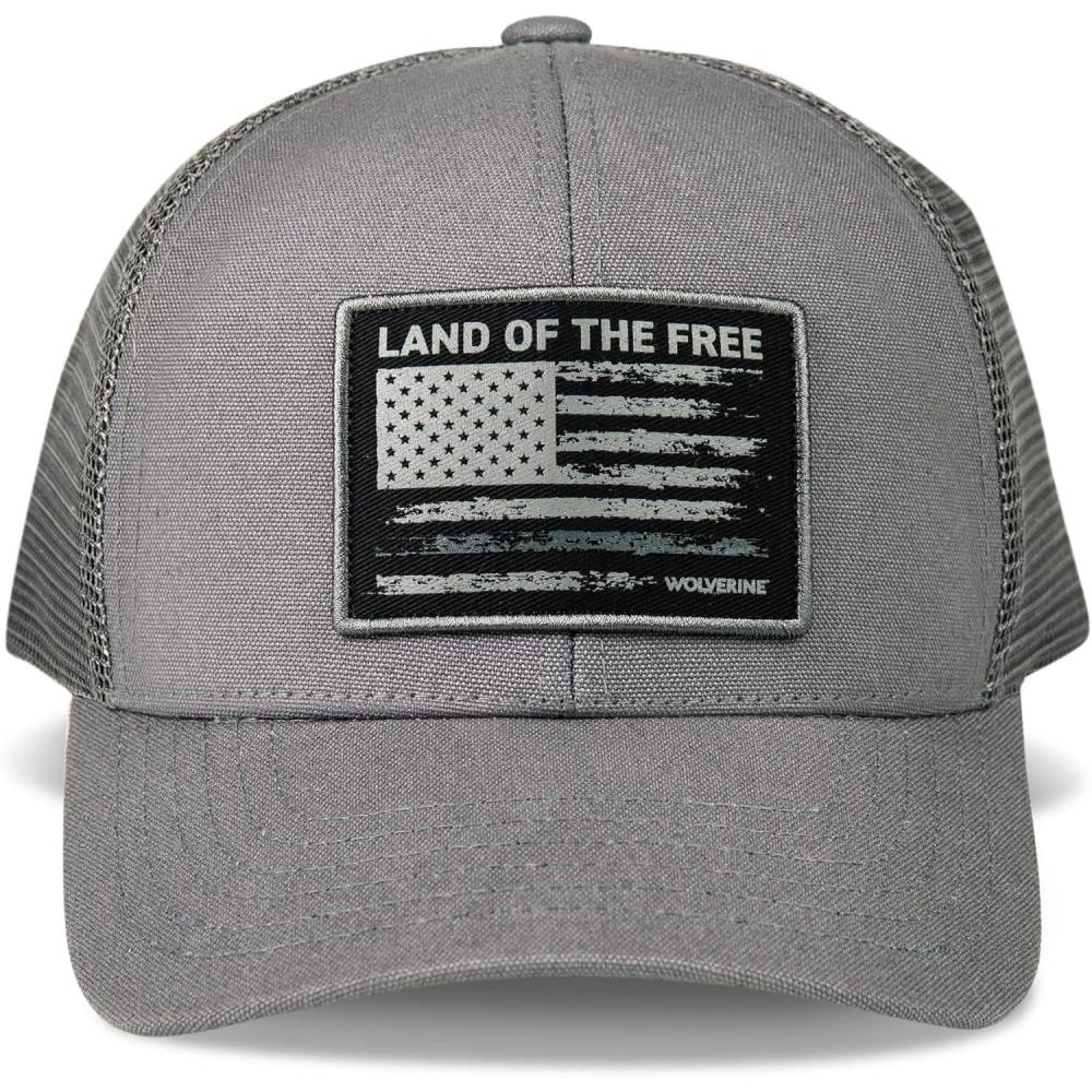 imageWolverine America Hat  Adjustable  Flag  Patriot  Ballcap  Durable  American  USALand of the Free  Grey