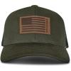 Wolverine America Hat | Adjustable | Flag | Patriot | Ballcap | Durable | American | USA(American Flag Leather Patch – Olive)