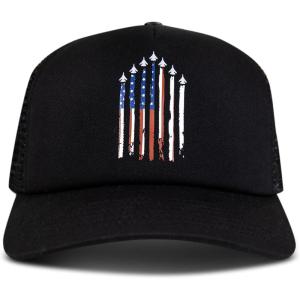 Wolverine America Hat | Adjustable | Flag | Patriot | Ballcap | Durable | American | USA(American Flag Jets – Black)