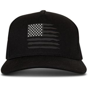 Wolverine America Hat | Adjustable | Flag | Patriot | Ballcap | Durable | American | USA(Raised American Flag – Black)